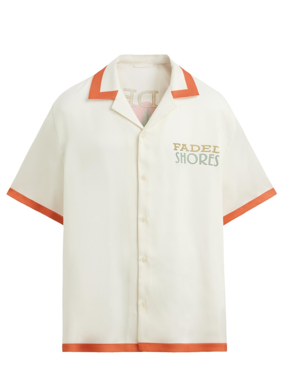 Zara Cream Short-Sleeve Shirt with Orange Trim